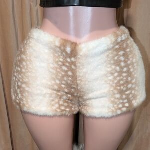 Faux fur Deer Print Shorts